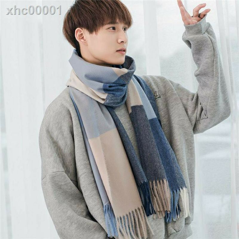 syal kasmir motif kotak korea pria wanita untuk musim dingin