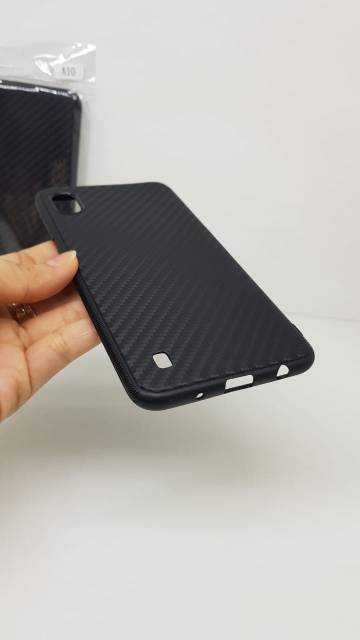 Soft Case Samsung A10 6.2 inchi Black TPU Fiber Carbon Samsung Galaxy A10 Casing Samsung A105