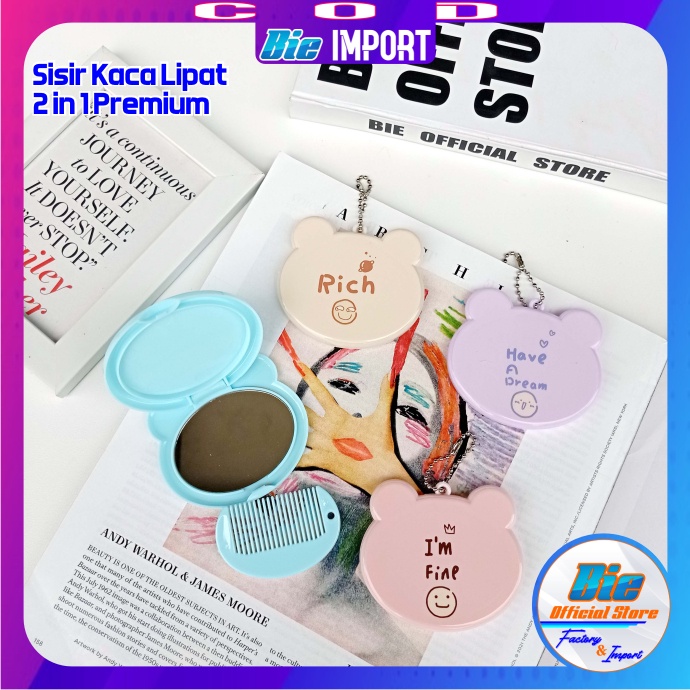 Sisir Kaca Lipat Korea Love Karakter Impor Best Seller