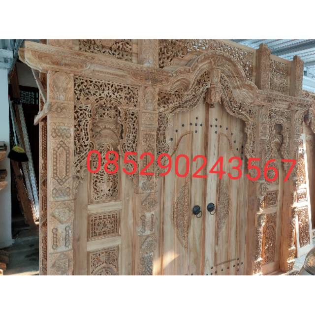 Sale 7.7 Pintu gebyok ukir, gebyok ukir termurah, gebyok kayu jati ukir terlaris mentah