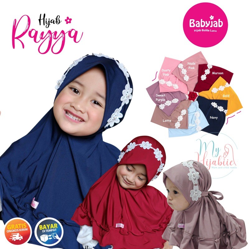 Babyjab Rayya Jilbab Anak Lucu - Baby Jab Hijab Bergo Bayi Perempuan 0 1 2 3 4 5 6 7 Tahun