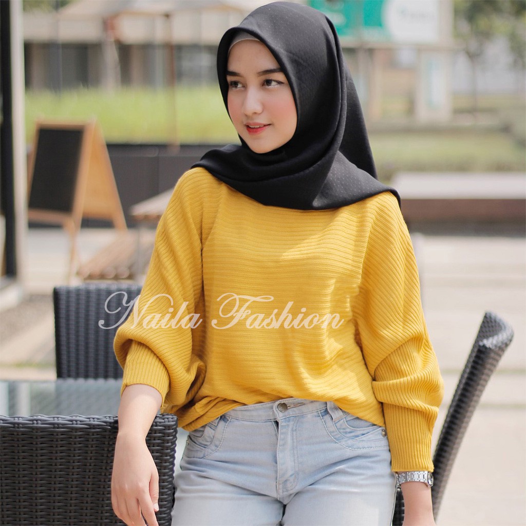 Baju Rajut Wanita Oversize Warna Hitam Putih Kuning Bata Bahan Rajut Premium Shopee Indonesia