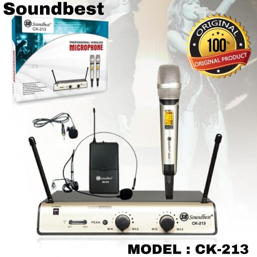 Mic wireless UHF PEGANG JEPIT HEADSET soundbest ck 213 ORIGINAL