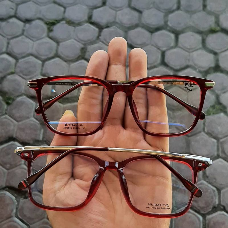 Kacamata Anti Radiasi Frame Linda Farrow AM 5806 warna Maroon