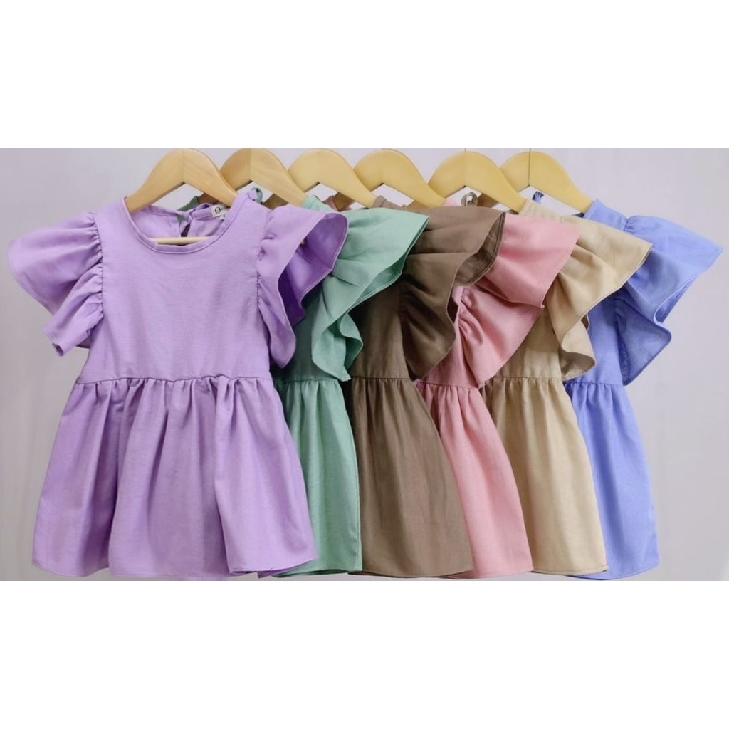 PROMO 7.7 Setelan Anak Linen Smilee Bella Size 1-5Thn / Setelan anak Perempuan Lucu / Setelan anak Perempuan