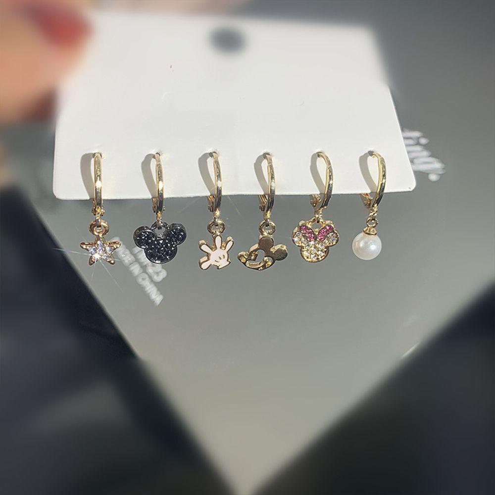 Needway Anting Asimetris Gadis Lucu Mutiara Hadiah Besar Perhiasan Telinga Bintang Anting Gaya Korea