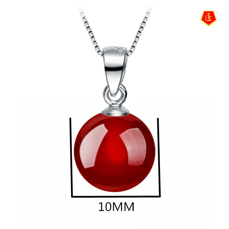 [Ready Stock]Elegant Red Agate Pendant Simple Fashion