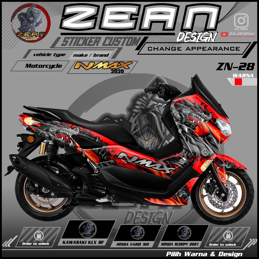 Decal Sticker Dekal Stiker Motor Nmax 155 New Fullbody Tahun 2020 2021 2022 Motif Racing Terbaru Ter
