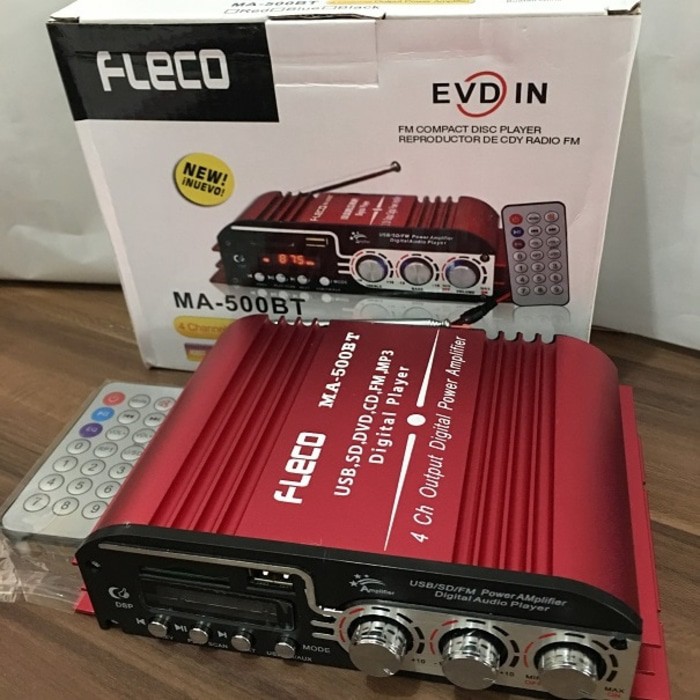 Fleco Amplifier MA500 BT Ampli Car USB SD DVD CD FM MP3