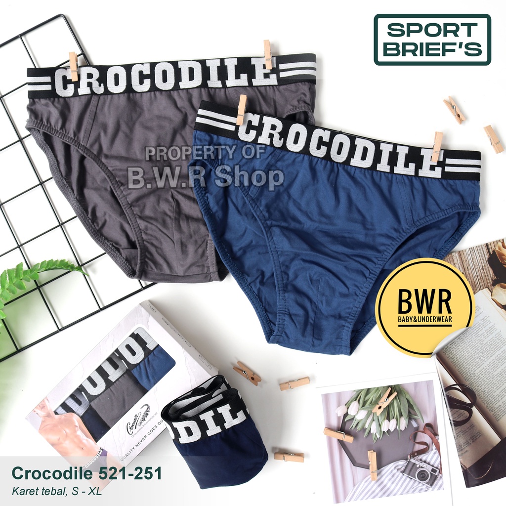 [ 3pc ] CD CROCODILE 521 - 251 SPORT / Celana Dalam Pria Sempak Karet Tebal Boxer Man Briefs | Bwr