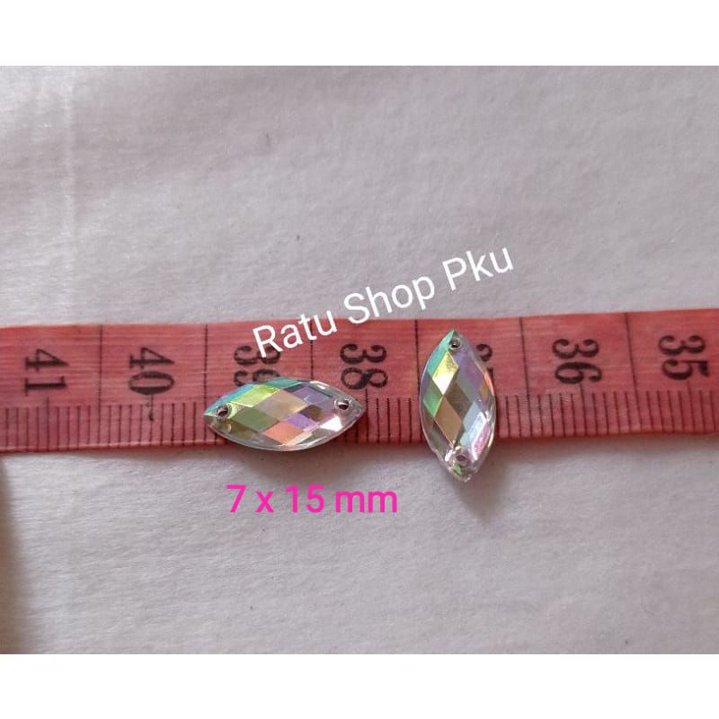 Diamond Akrilik Taiwan Sampan Soft Pelangi 7x15, 10x2,3 mm Jahit