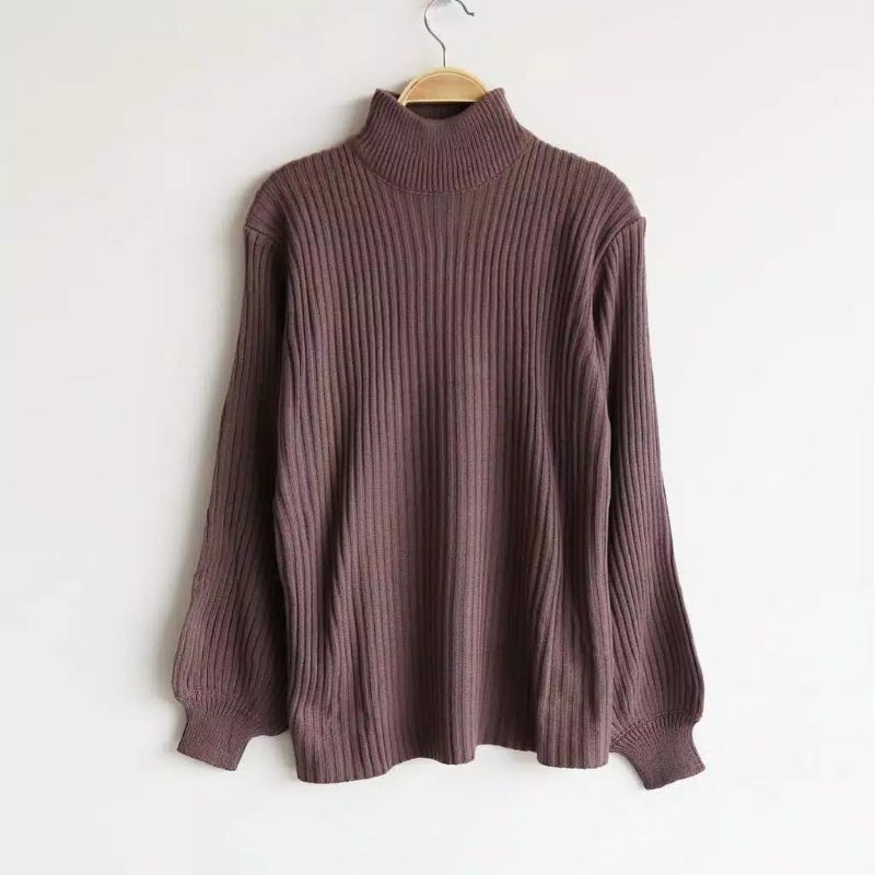 BAYONETA SWEATER TURTLENECKAtasan Wanita Oversize Rajut Halus Ballon Knit