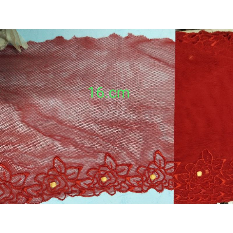 Renda bordir tille merah renda tile besar renda kain renda bunga renda baju renda brukat