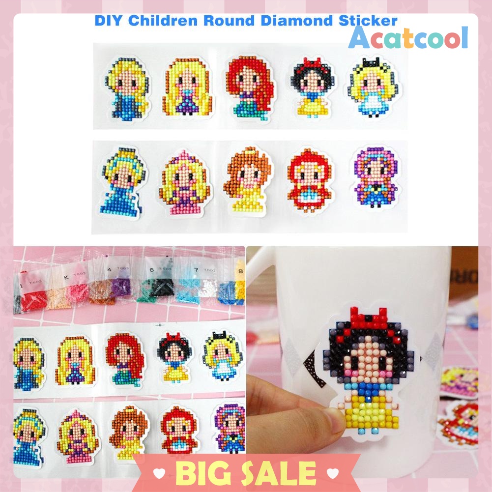 DIY Cute Cartoon Round Embroidery Diamond Painting Sticker for Children