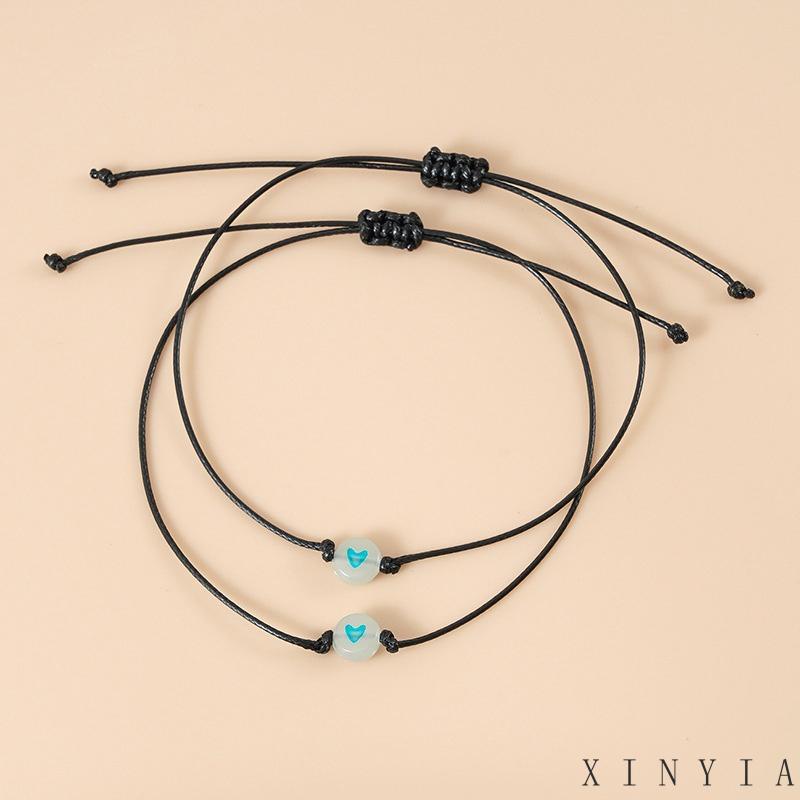 Xia.id Gelang Tangan Tali Adjust Aksen Bola Manikmanik Luminous Untuk Perhiasan Wanita / Pasangan