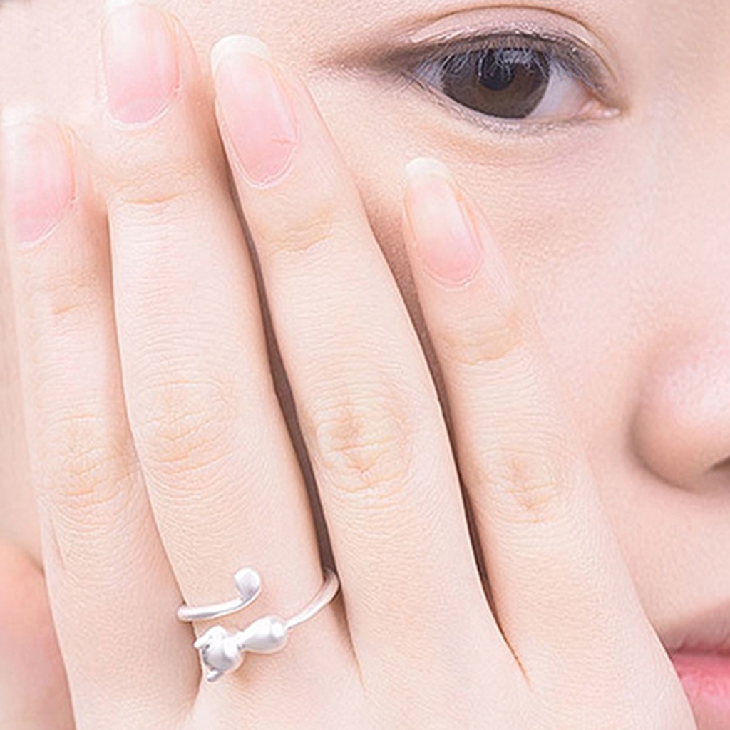 Hu Hu Hu Hu Hu Alat Bantu Pasang Kacamata♡ Cincin Wanita Model Terbuka Desain Hewan Kucing Lucu Untuk Pestapromhadiah