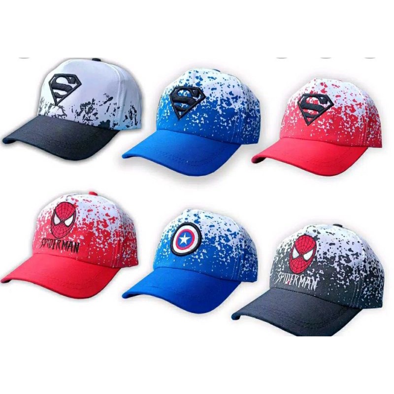 Topi anak bercak model Hiro spidermen supermen capten