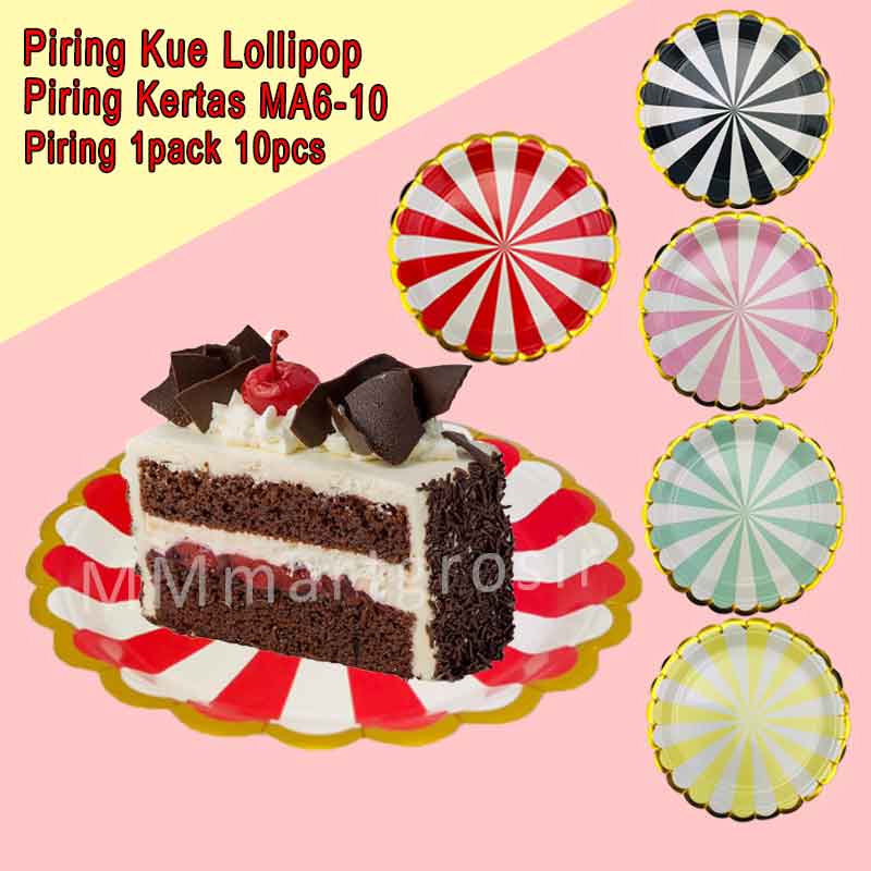 Piring Kue / Piring Motif Lolipop / Piring Kertas MA6-10 / 1pack 10pcs