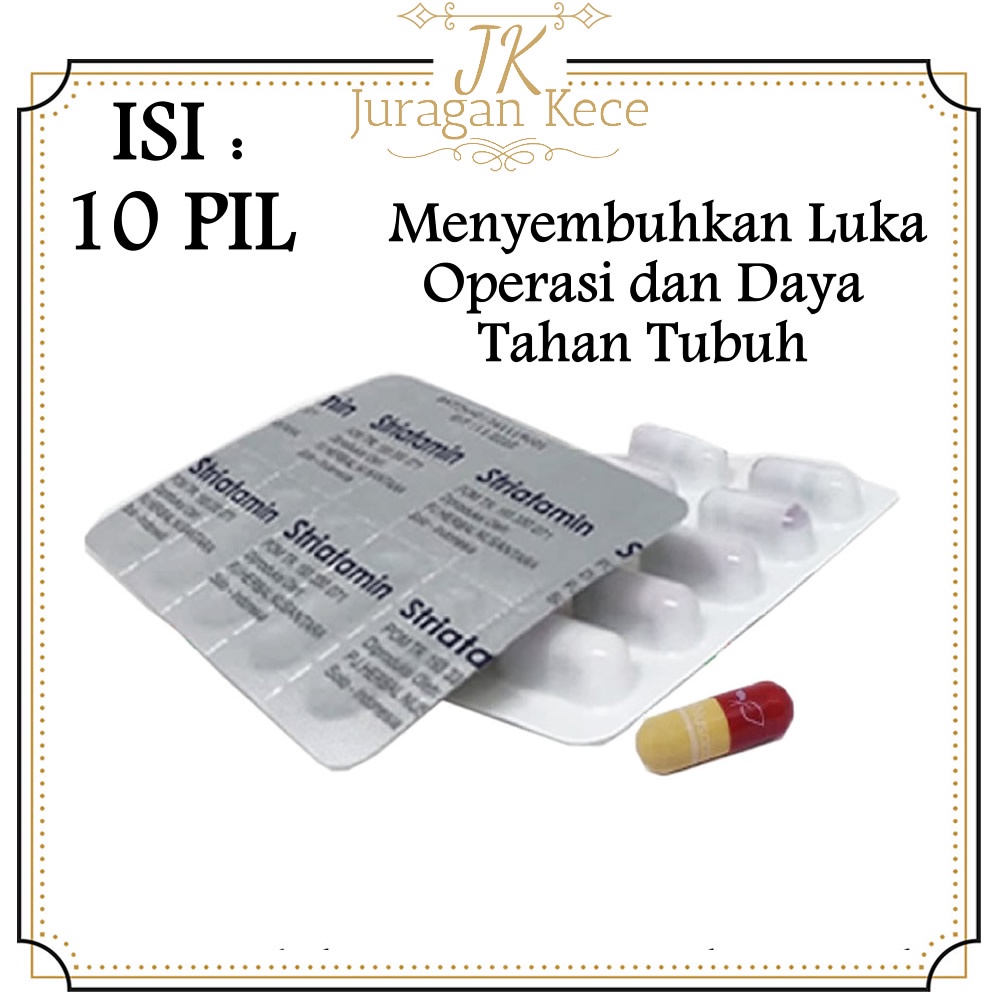 (1 Blister Isi 10 Pil) Striatamin Obat Penyembuh Luka Dalam Bekas Operasi Sesar Protein Tinggi & Alb