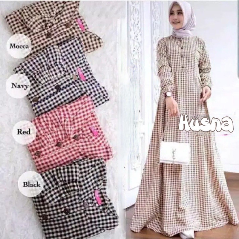 gamis kotak kotak kekinian