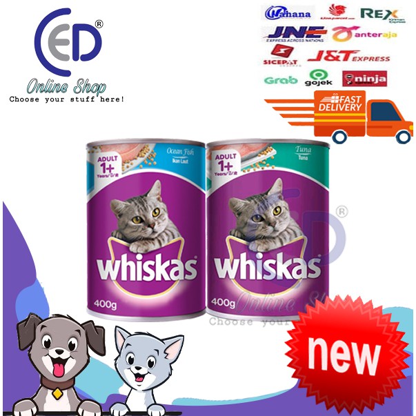 Makanan kucing Whiskas kaleng 400gr all varian