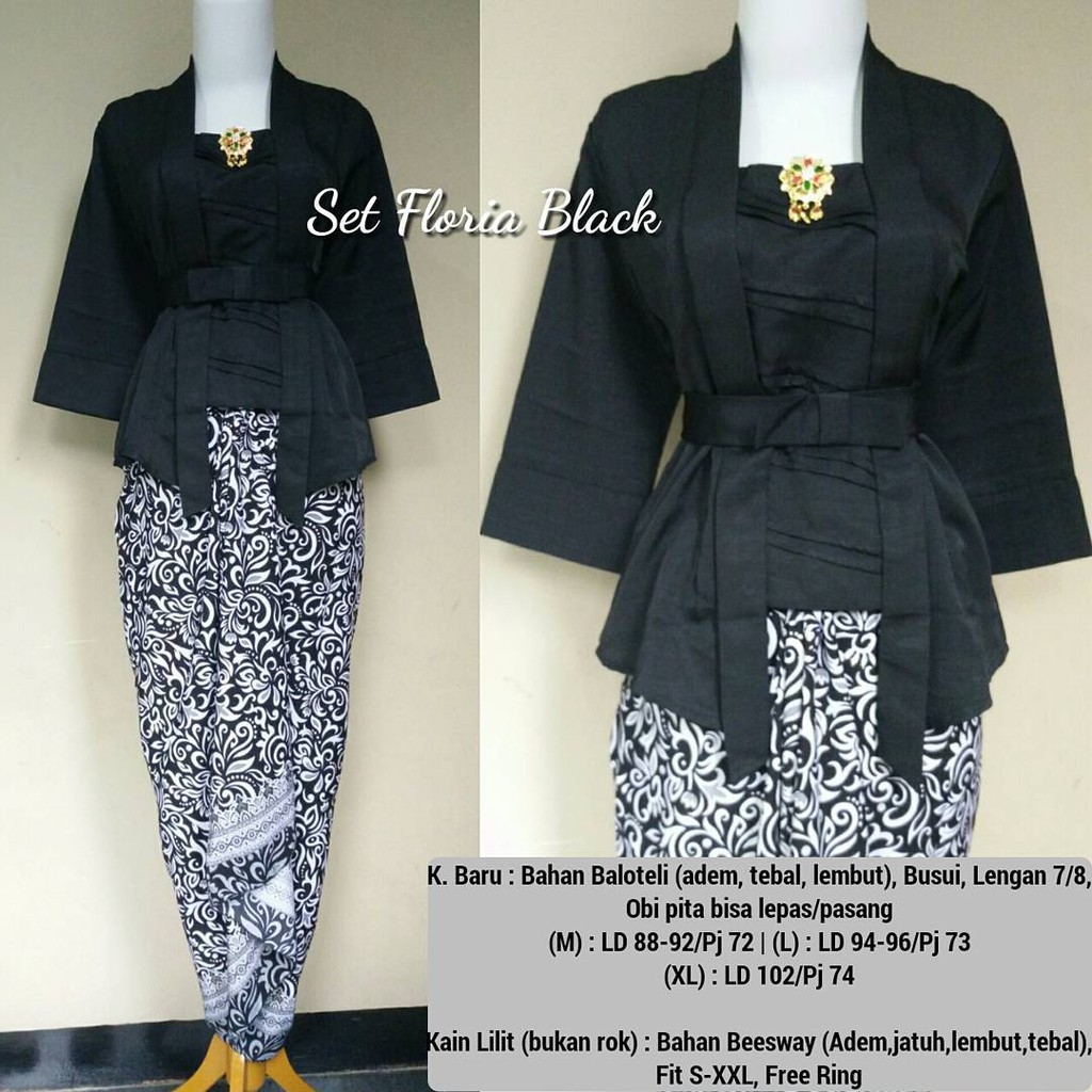 Kebaya Modern Stelan Kutu Baru Black dan Pilihan Lain