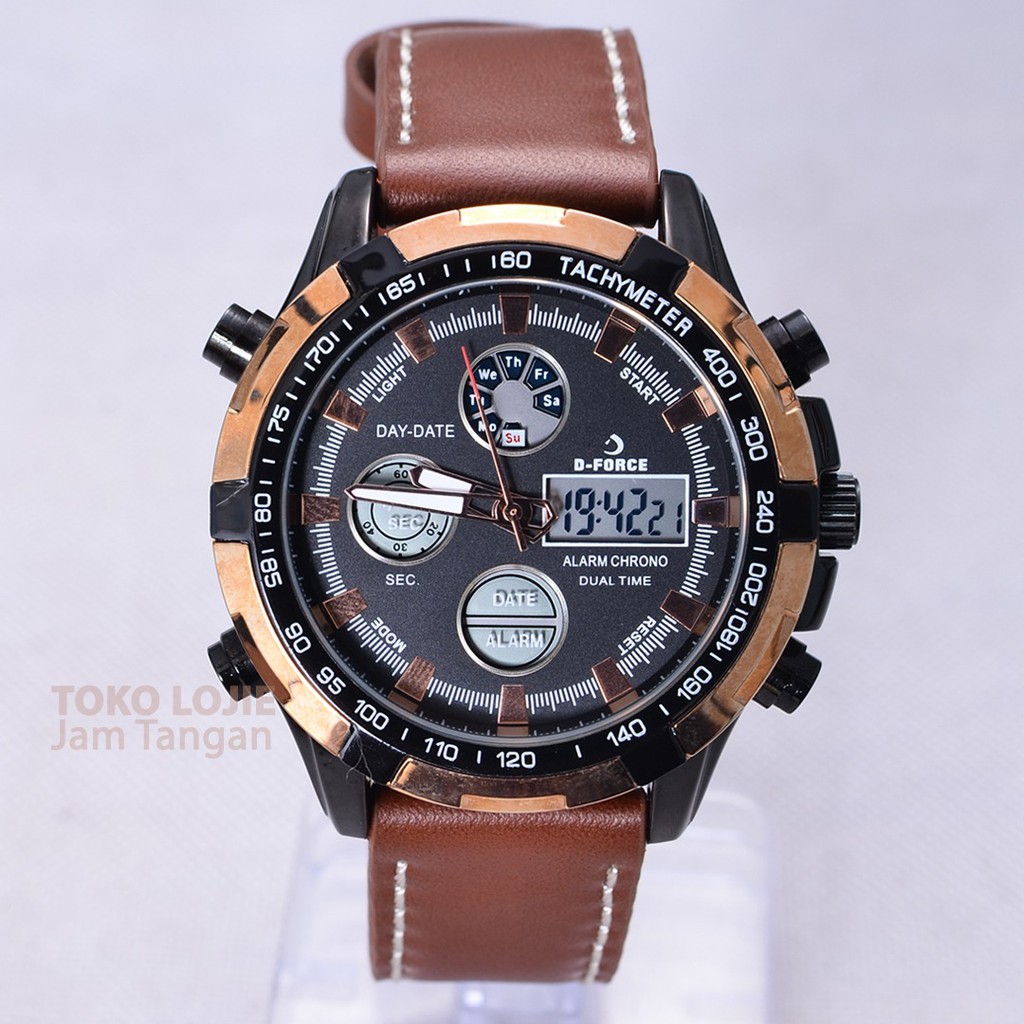 Jam Tangan Tali Pria DUAL TIME DFORCE Original Bergaransi  Model 1603 Casual Keren