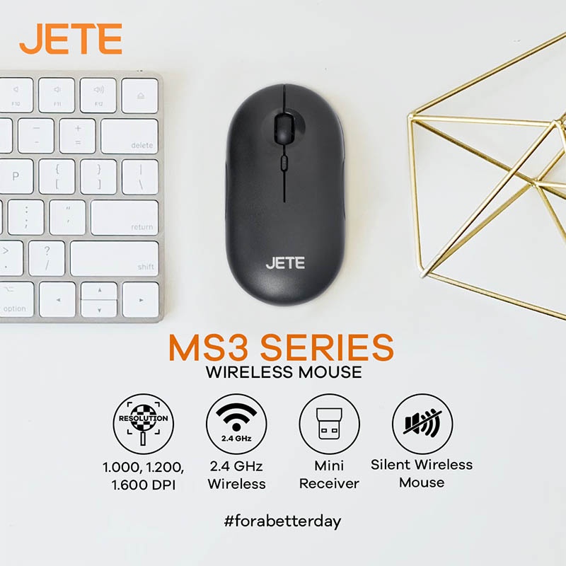 Wireless Silent Mouse with USB Receiver JETE MS3 - Garansi 2 Tahun Tukar Baru