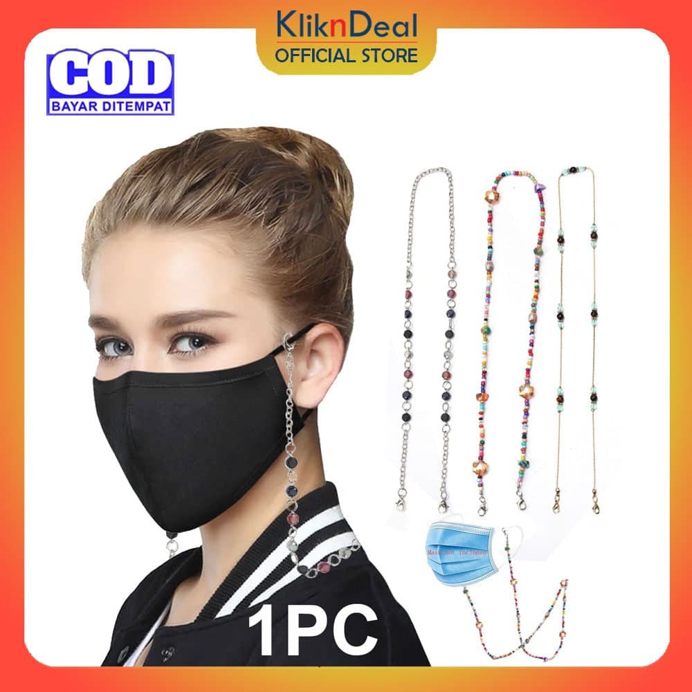 [COD] Kalung Strap Masker / Tali Masker Korea  / Masker Gantung Rantai / Kalung Masker Hijab Manik