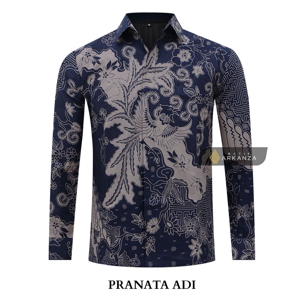 BATIK ARKANZA Motif PRANATA ADI Hem Atasan Kemeja Baju Batik Pria Cowok Laki Laki Slimfit Full Lapis Furing Lengan Panjang Lengan Pendek Original Asli