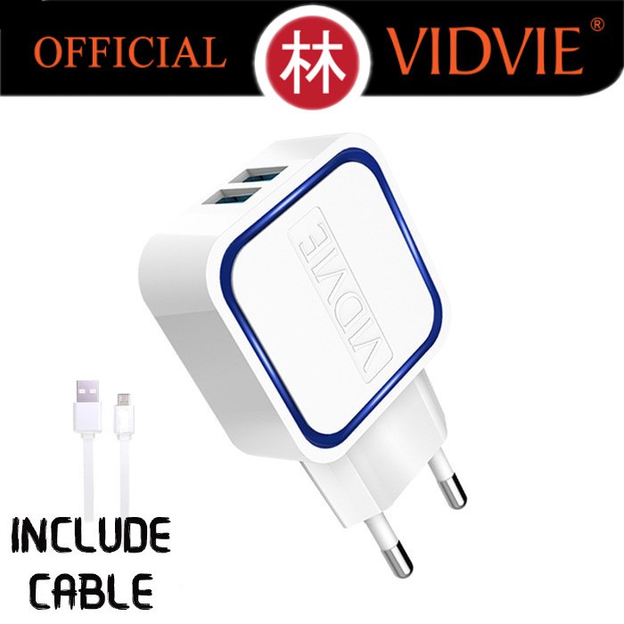 Vidvie PLE202 I5 Dual USB Charger 2.1A with Iphone Lightning Cable