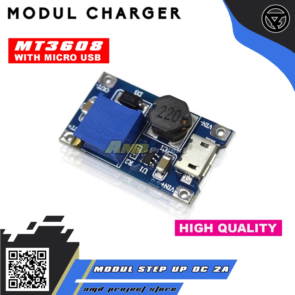 MT3608 DC DC Step Up 2A Micro USB Power Boost Modul Arduino Raspberry