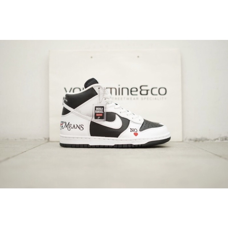 SB Dunk High x Supreme Black / White by Any Means