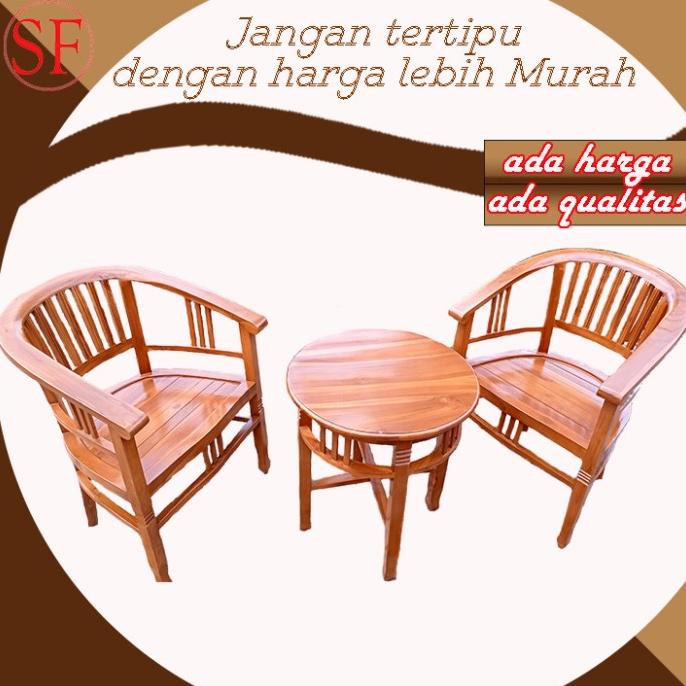 SET KURSI TERAS BETAWI AMERIKA / BANGKU TAMAN MINIMALIS KAYU JATI SDFG96456E