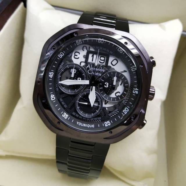 JAM TANGAN PRIA ALEXANDRE CHRISTIE AC 6468 FULL BALCK ORIGINAL