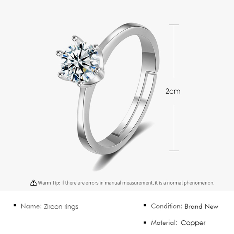 Cincin Model Six Claw Warna Silver Gold Aksen Kristal Bahan Zircon Untuk Wanita