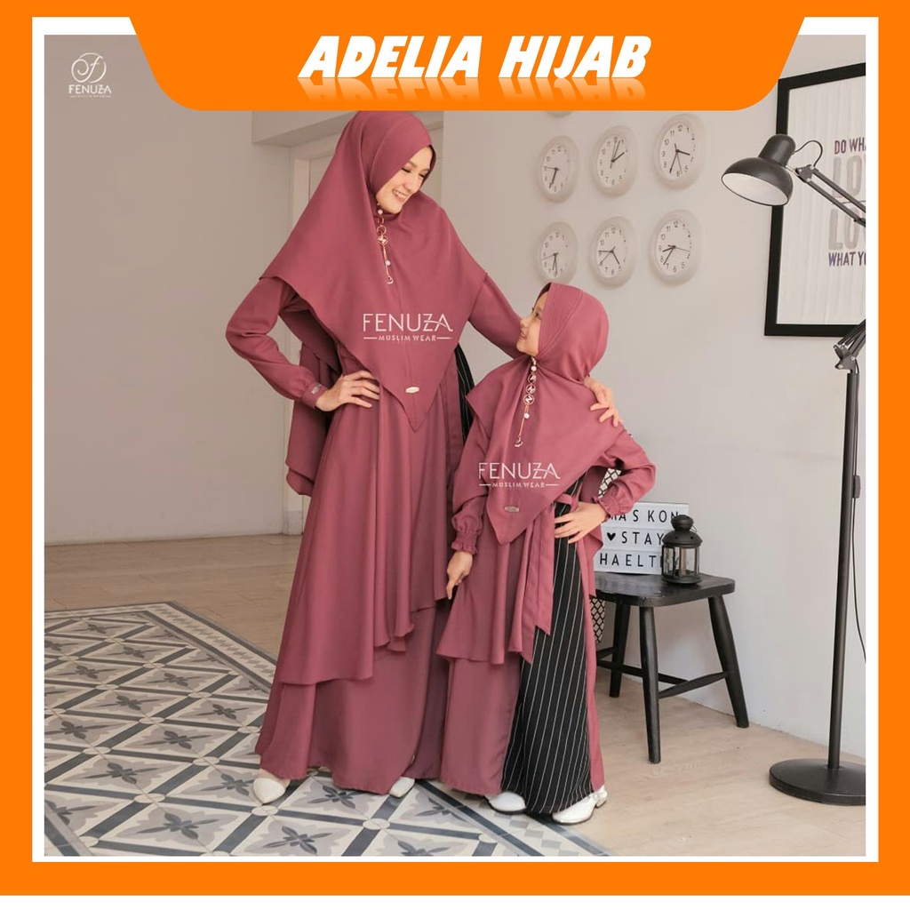 COD Baju Gamis Muslim Sarimbit Terbaru 2022 Razania dress by Fenuza Muslim Wear Dengan Bahan Crepe T