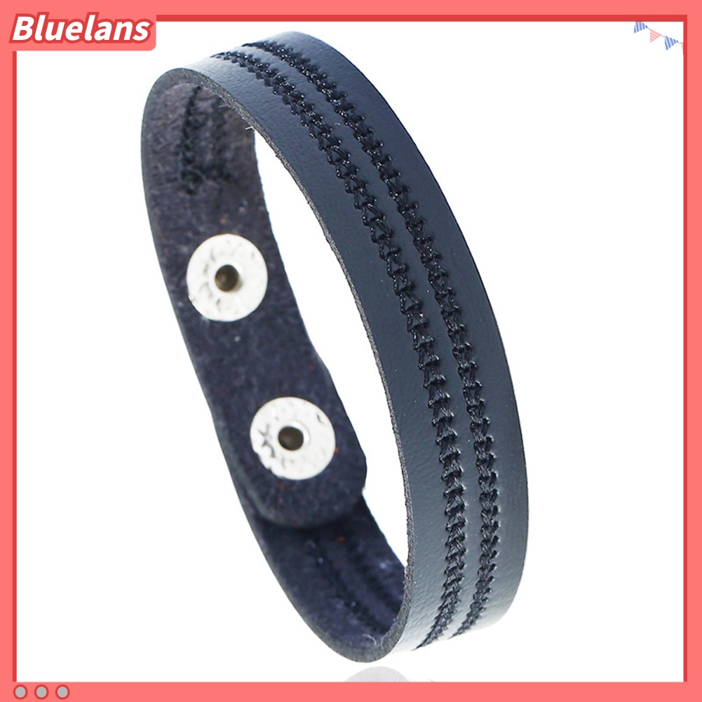 Bluelans Vintage Men Women Embroidery Faux Leather Bracelet Wrist Bangle Jewelry Gifts