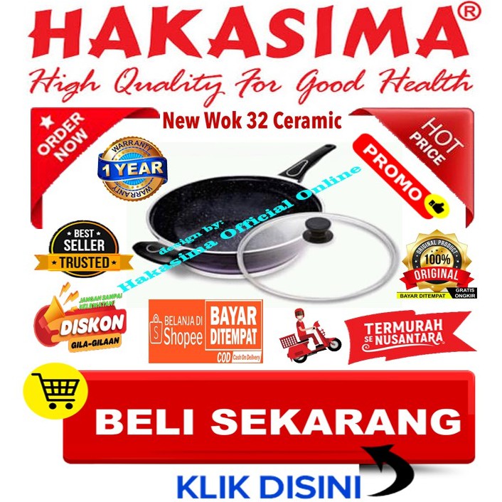 [GARANSI 1thn] HAKASIMA NEW WOK CERAMIC 32 PROMO SALE ALAT MASAK PANCI WAJAN PENGGORENGAN SERBAGUNA