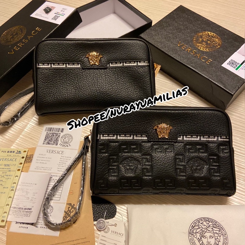 Versace clutch ori leather import premium clutch kulit asli import