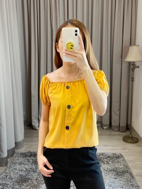 Atasan Sabrina Mustard /baju Sabrina /Blouse casual wanita