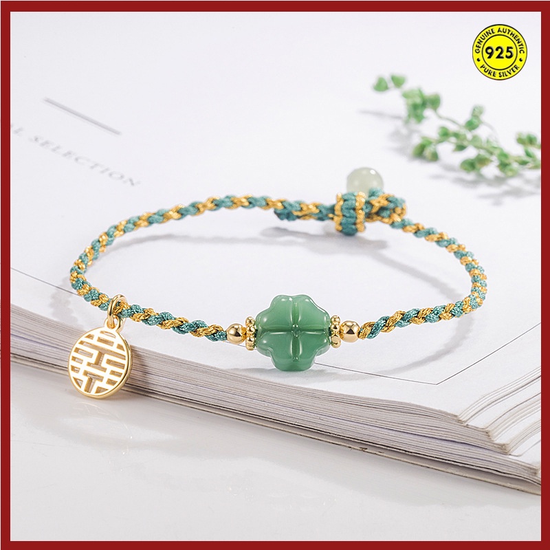 Gelang Giok Clover 18K Untuk Wanita