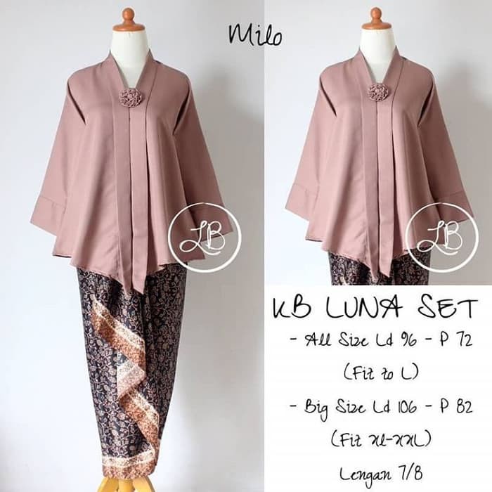 Setelan Kebaya Floy Kutubaru Luna Set Peach