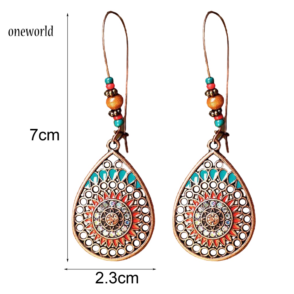 Oneworld Anting Tusuk Gantung Wanita Asimetris Bahan Alloy Desain Manikmanik Untuk Hadiah