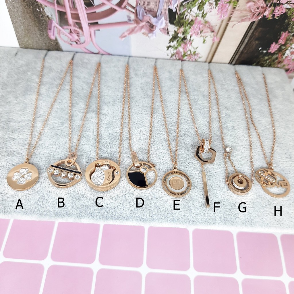 Kalung Titanium Korea Import Kdrama Kpop Fashion Perhiasan Rosegold - BN420