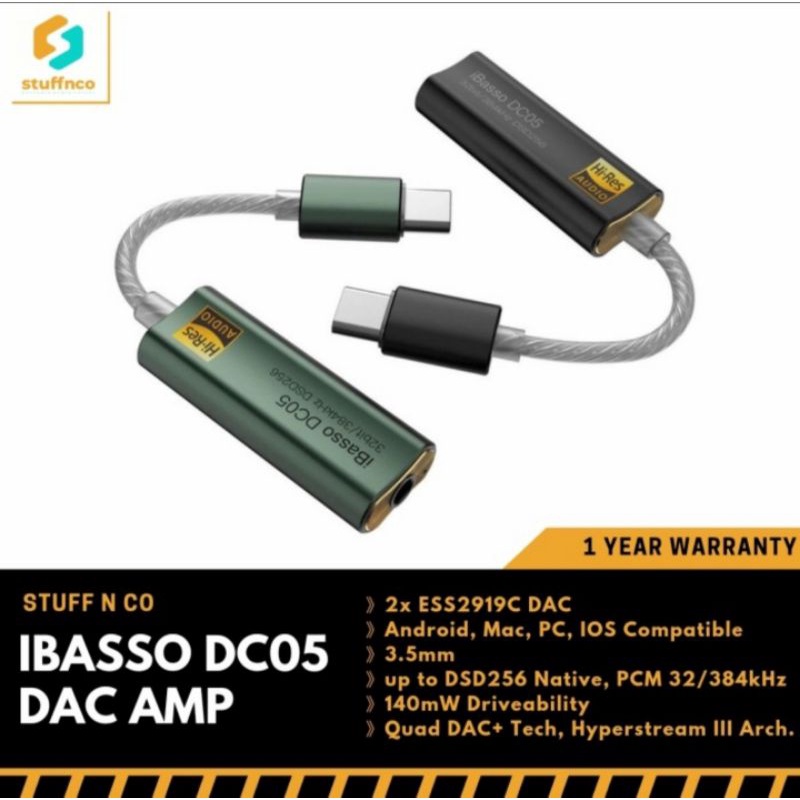 iBasso DC05 Dual ES9219C DAC Dongle Type C 3.5mm Android PC IOS MQA