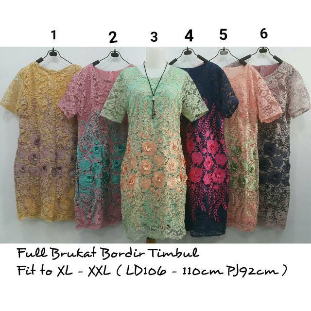 Dress Brokat Bordir timbul fashion tunik jumbo