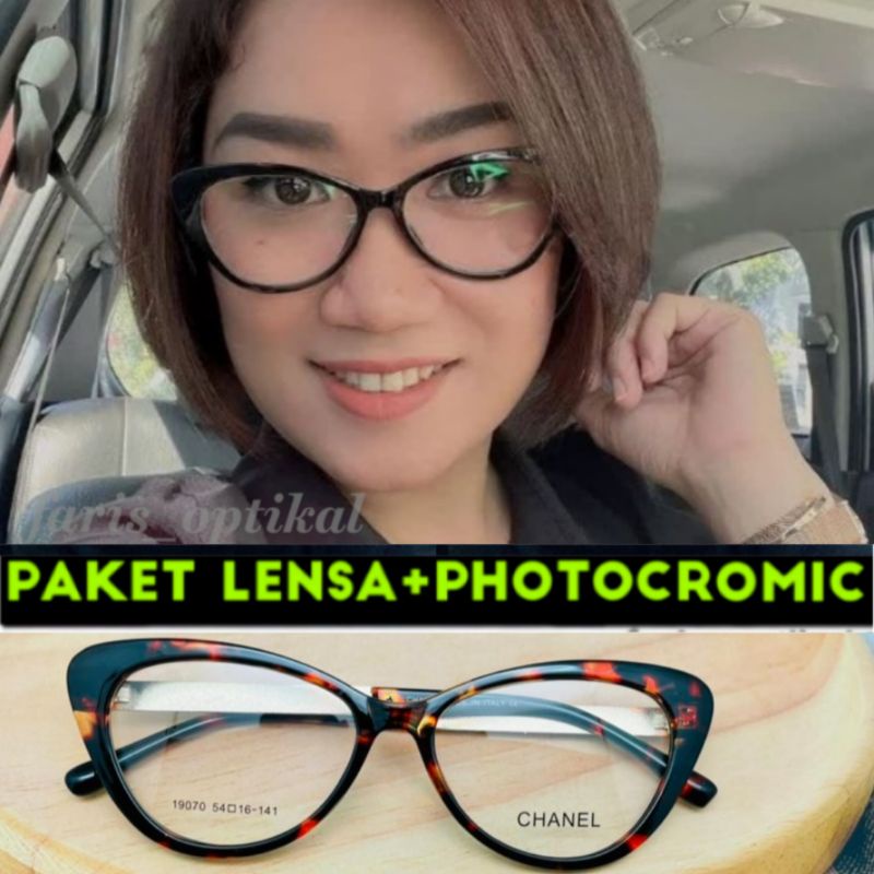 kacamata CAT EYE  PHOTOCROMIC minus antiradiasi (paket frame+lensa) 19070 kacamata