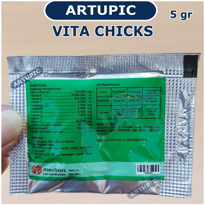 Vita Chicks 5 gram Vitamin DOC anak ayam vitachicks Medion stress vitamin ayam unggas