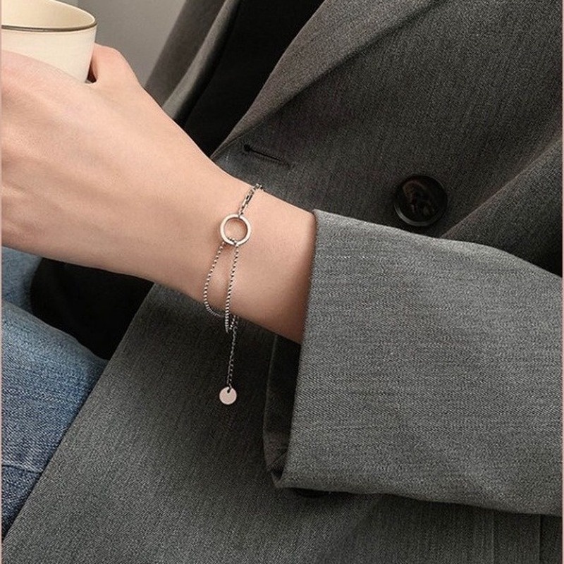 Simple and simple geometric round temperament wild niche asymmetrical bracelet 210807